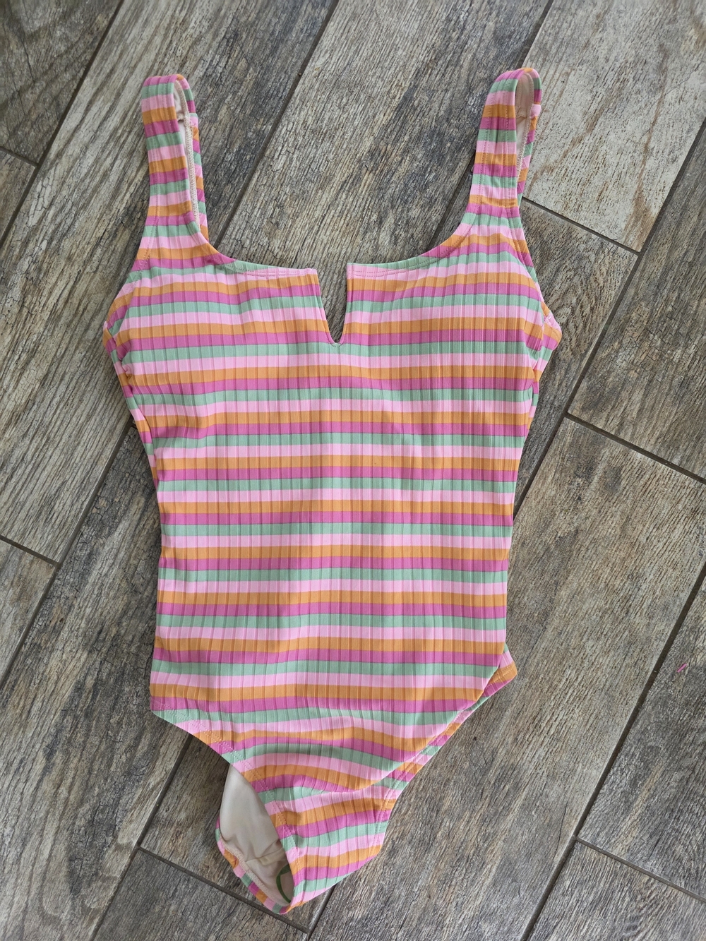New Ninety Nine Pastel Striped One-Piece Swimsuit Sz Small